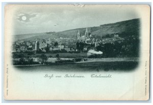 c1905 Moonlight Total View Greetings from Gelnhausen Hesse Germany Postcard