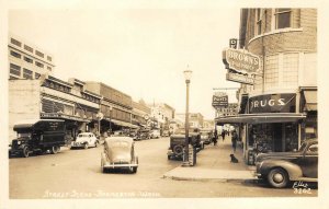 RPPC BREMERTON, WA Street Scene Brown's Pharmacy c1940s Ellis Vintage Postcard