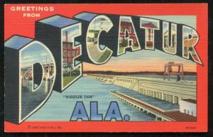 Decatur Alabama al large letters letter linen postcard