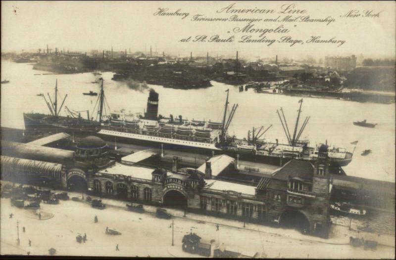 Hamburg American Mail Steamship MONGOLIA Dock St. Pauli Landing Hamburg RP