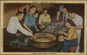 Playing Roulette in Las Vegas NV Gambling Line Postcard rpx