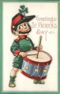 St. Patrick's Day Little Irish Boy Drummer Boy c1910 Postcard 