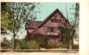 Vintage Postcard Public Library Building Historic Landmark Norfolk Connecticut