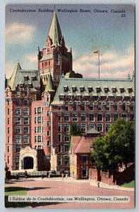 Confederation Building, Wellington Street Ottawa Ontario, Vintage Linen Postcard