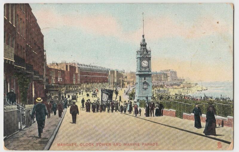 Kent; Margate, Clock Tower & Marine Parade PPC, 1911 PMK, To A Roberts, Lewisham