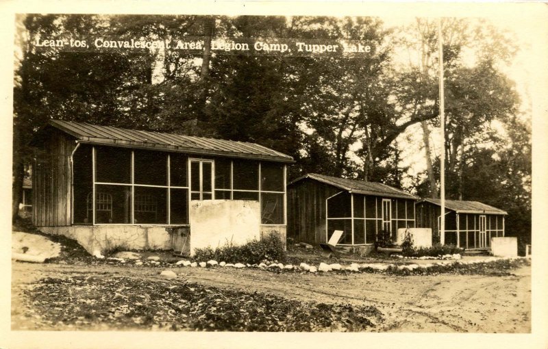 NY - Tupper Lake. Legion Camp, Lean Tos, Convalescent Area   RPPC