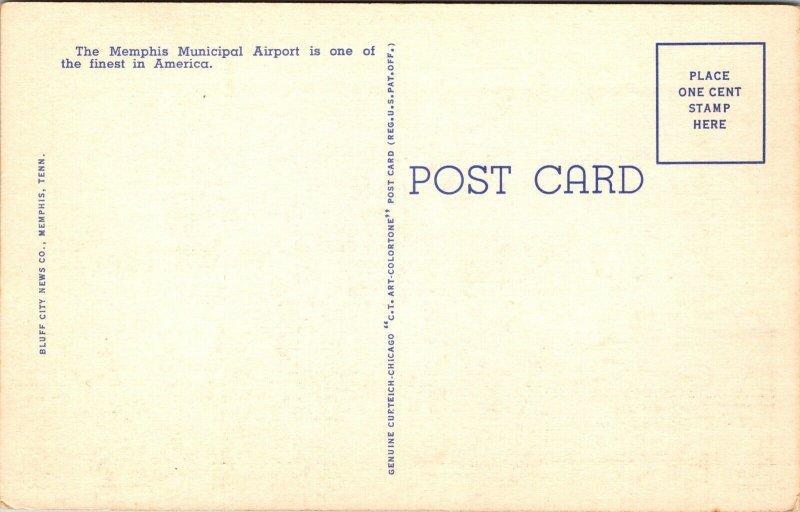 Linen Postcard Administration Building Memphis Municipal Airport Tennessee~4204