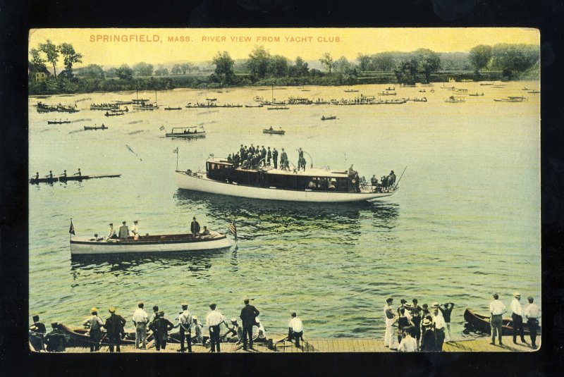 Springfield, Massachusetts/MA/Mass Postcard, River View From Yacht Club, 1909!