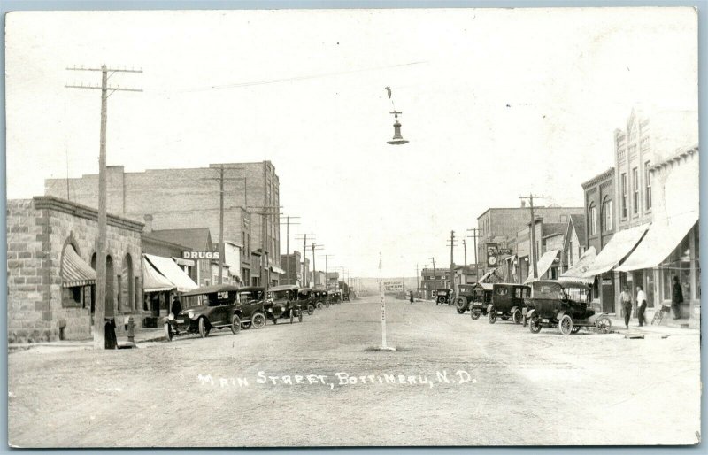 BOTTINEAU ND MAIN STREET ANTIQUE REAL PHOTO POSTCARD RPPC