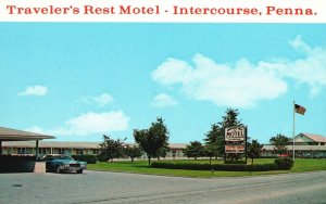 Vintage Postcard Traveler's Rest Motel Amish County Intercourse Pennsylvania PA