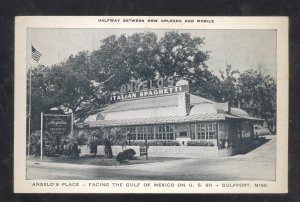 GULFPORT MISSISSIPPI ANGELO'S PLACE RESTAURANT B&W ADVERTISING POSTCARD