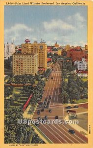 Palm Lined Wilshire Boulevard - Los Angeles, California CA Postcard