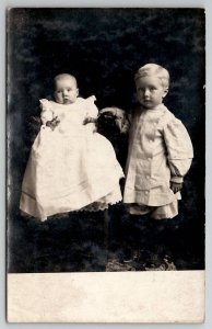 Stanton KS Edwardian Children Cecil & Grace RPPC Morris Family Postcard A28