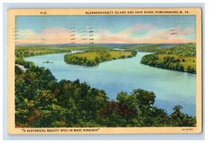 Vintage Blennerhassett Island Ohio River, Parkersburg, W. Va. Postcard P7E