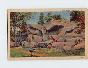 Postcard Devils Den Gettysburg Pennsylvania USA