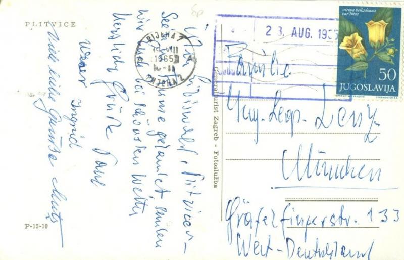 Croatia, Plitvice 1965 used real photo Postcard 