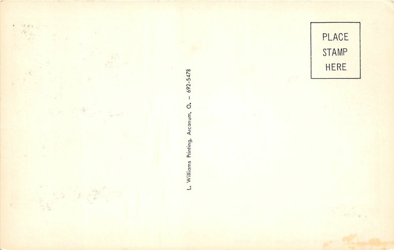 H81/ Arcanum Ohio Postcard c1940s Main Street North Homes Trolley 212