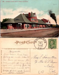 Fresno CA Southern Pacific Depot Postcard Used (41875)