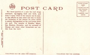 Vintage Postcard 1920's Bright Angel Trail Grand Canyon National Park Arizona AZ