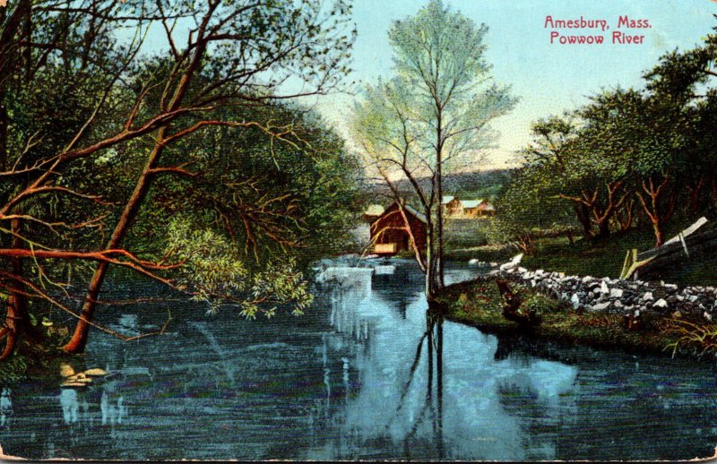 Massachusetts Amesbury Scene Along Powwow River 1907