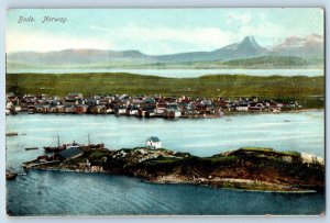 Norway Postcard Aerial View Houses River View Bado c1905 Posted Antique