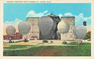 AKRON OHIO~GOODYEAR TIRE & RUBBER HANGAR-HOT AIR BALLOONS~1920s POSTCARD