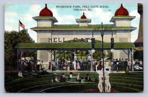 J91/ Chicago Illinois Postcard c1910 Riverview Park Hell Gate Scene  14