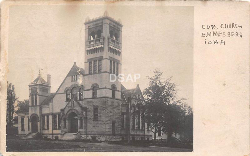 C1/ Emmesberg Iowa Ia Real Photo RPPC Postcard c1910 Congregational Church