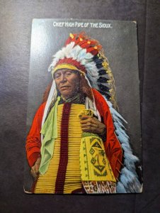 Mint USA Native American Postcard Chief High Pipe of the Sioux Indians