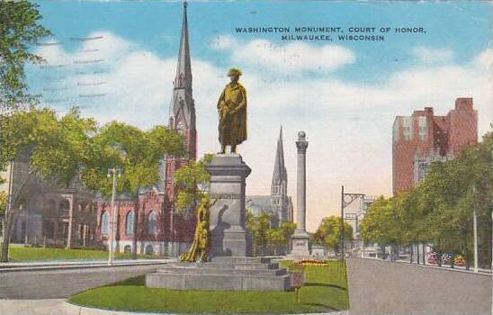 Wisconsin Milwaukee Washington Monument Court Of Honor  1944