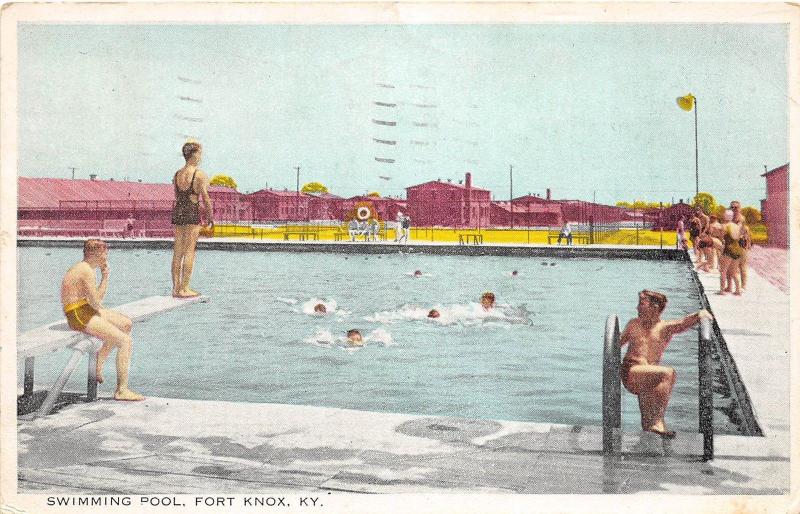 B80/ Fort Knox Kentucky Ky Postcard 1936 Swimming Pool Bathers 1