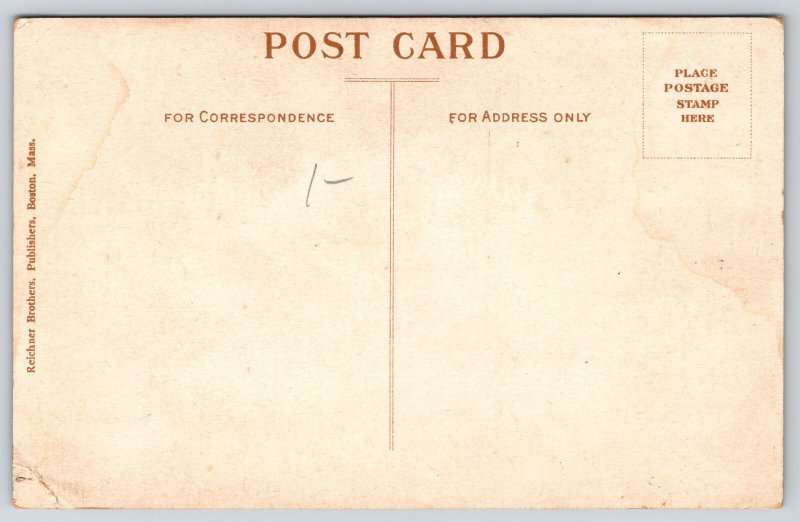 Boston Massachusetts~Dewey Sq Scene~Monument~Bridge~People~Lamp~c1910 Postcard