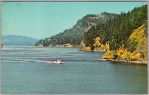 Active Pass BC Postcard - British Columbia Scenic Waterway Vintage 1963 H82