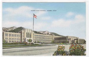 Ogden High School Utah linen postcard