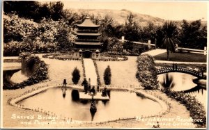 Sacred Bridge & Pagoda of Nara Bernheimer Residence California Vintage RPPC