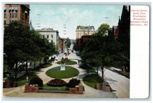 Charles Street North Washington Monument Belvedere Hotel Baltimore MD Postcard