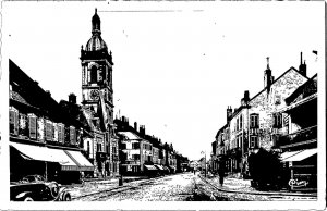 Lure Hte-Saone - La Grand' Rue RPPC Circa 1920s Car Clock Tower Pedestrian