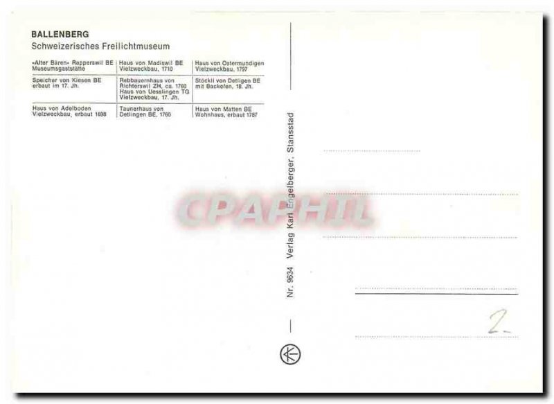 Postcard Modern Schweizerisches Freilichtmuseum Ballenberg