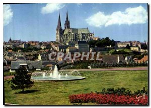 Modern Postcard Chartres Eure et Loir La Cathedrale from the garden of the ro...