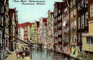 Amsterdam, Holland - Oude Lyds Achterburgwal - c1908