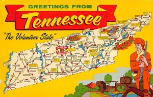 Greetings from Tennessee â€“ the volunteer State USA Maps Unused 