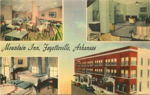 Fayetteville Arkansas Mountain Inn multi View MWM linen Postcard 20-5991