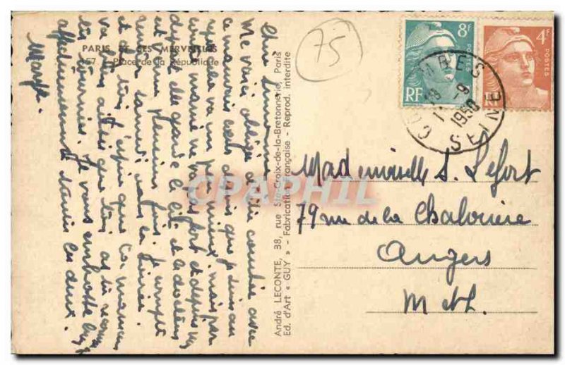 Paris Old Postcard Place de la Republique