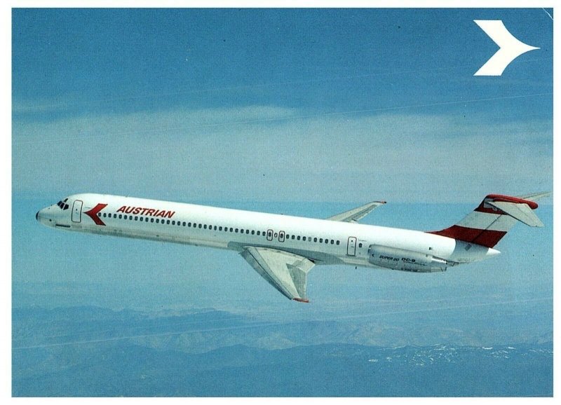 Douglas DC-9 Super 80 Austrian Airlines Postcard 1984