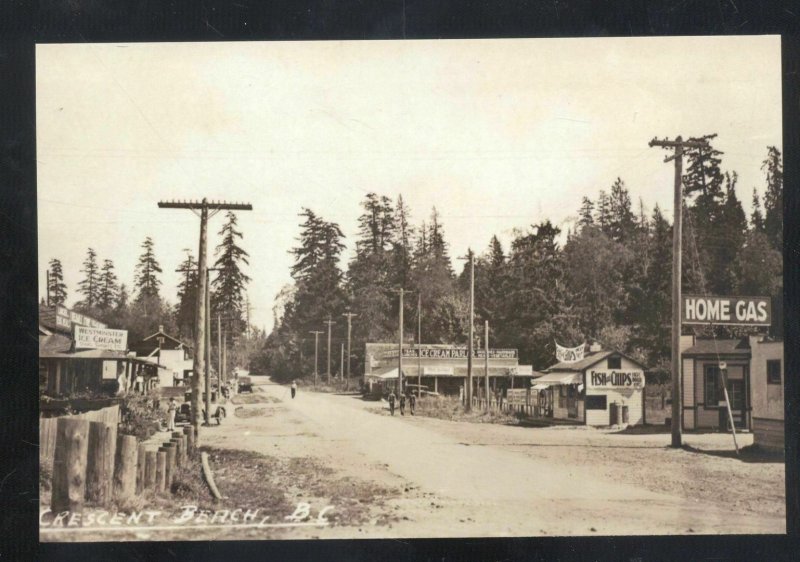 REAL PHOTO CRESCENT BEACH BRITISH COLUMBIA DOWNTOWN STREET POSTCARD COCPY