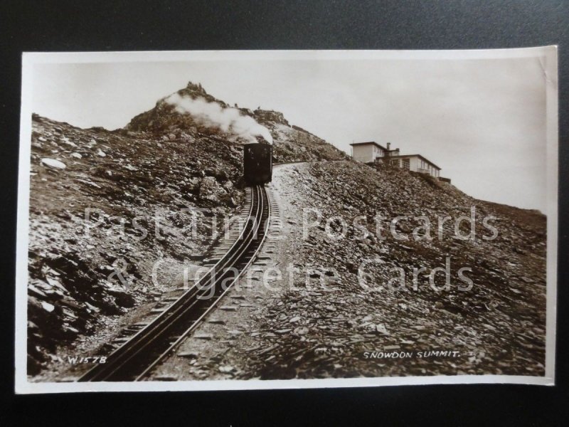 Wales: Snowdon Summit c1938 RP - showing steam train approach station & cafe