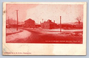 J88/ Bellows Falls Vermont Postcard c1910 B&M Railroad Depot 440