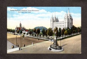 UT Temple Block Brigham Young Statue Monument Salt Lake City Utah Postcard