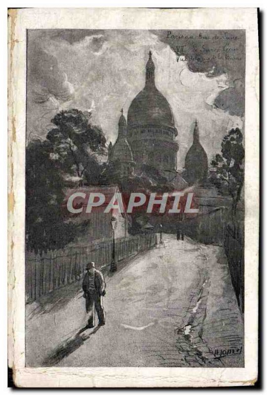 Old Postcard Paris Montmartre Sacre Coeur