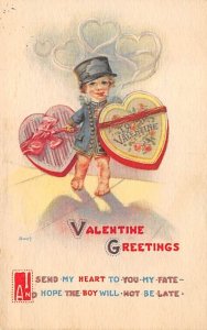 Valentines Day PU 1914 very light postal marking on front